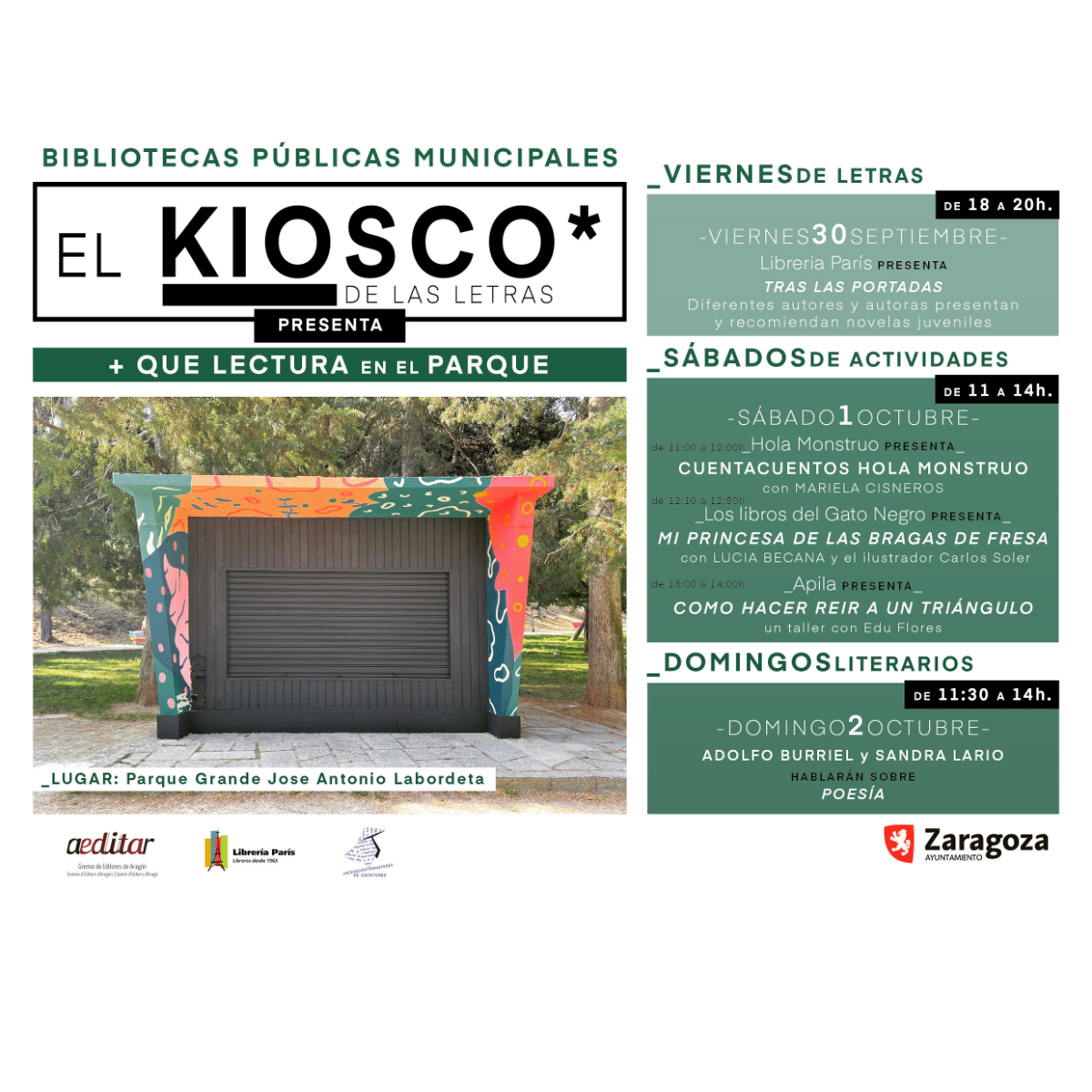 Cuentacuentos y firma de libros en Kiosko de las Letras (Zaragoza)